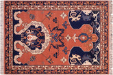 handmade Geometric Kargahi Rose Lt. Brown Hand Knotted SQUARE 100% WOOL area rug 7x7