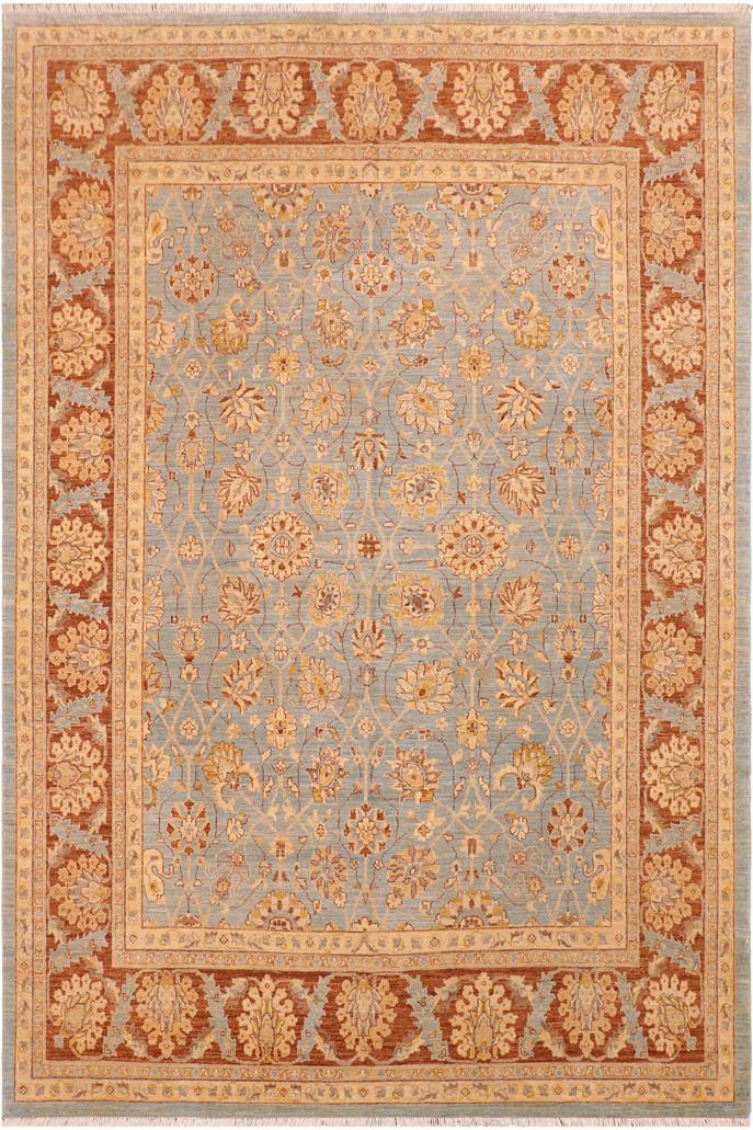 handmade Traditional Kafkaz Lt. Blue Lt. Brown Hand Knotted RECTANGLE 100% WOOL area rug 8 x 10