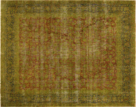 handmade Modern Vintage Rust Blue Hand Knotted RECTANGLE 100% WOOL area rug 10' x 13'