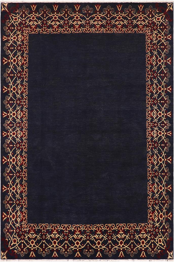 handmade Modern Kafkaz Blue Red Hand Knotted RECTANGLE 100% WOOL area rug 9 x 12