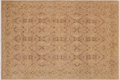 handmade Transitional Kafkaz Tan Lt. Green Hand Knotted RECTANGLE 100% WOOL area rug 9' x 12'