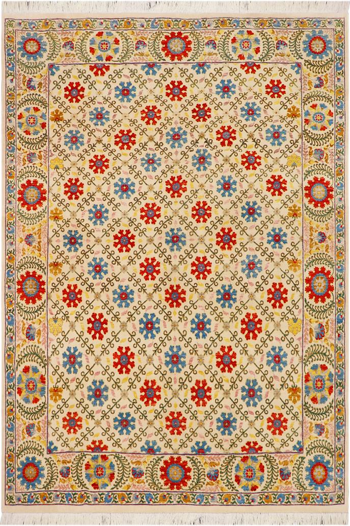 handmade Transitional Kafkaz Beige Blue Hand Knotted RECTANGLE 100% WOOL area rug 10 x 12
