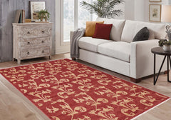 handmade Modern Kafkaz Red Gold Hand Knotted RECTANGLE 100% WOOL area rug 5' x 8'