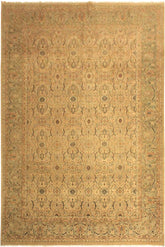 Traditional Qaseem Bond Shea Tan Green Hand Knotted Area rugs 10 x 14