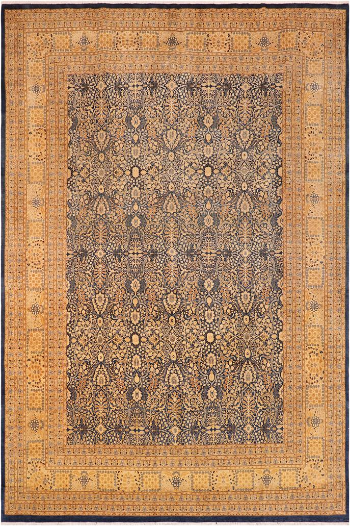 Traditional Tabriz Carlita Lt. Blue Ivory Hand Knotted Area rugs 10 x 14