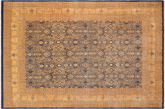 handmade Transitional Tabriz Lt. Blue Ivory Hand Knotted RECTANGLE 100% WOOL area rug 10 x 14