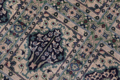 handmade Transitional Bakhtair Green Blue Hand Knotted RECTANGLE 100% WOOL area rug 8x9