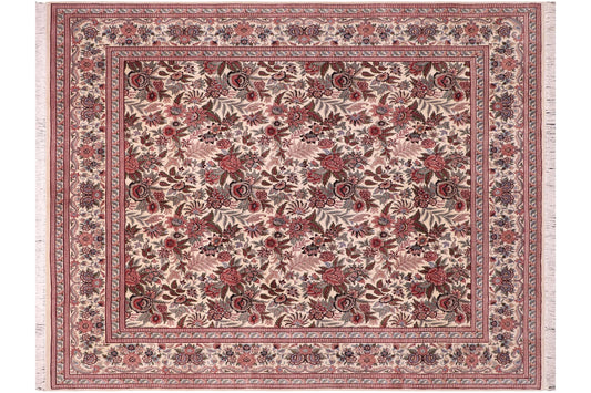 handmade Transitional Allover Ivory Ivory Hand Knotted RECTANGLE 100% WOOL area rug 8x9