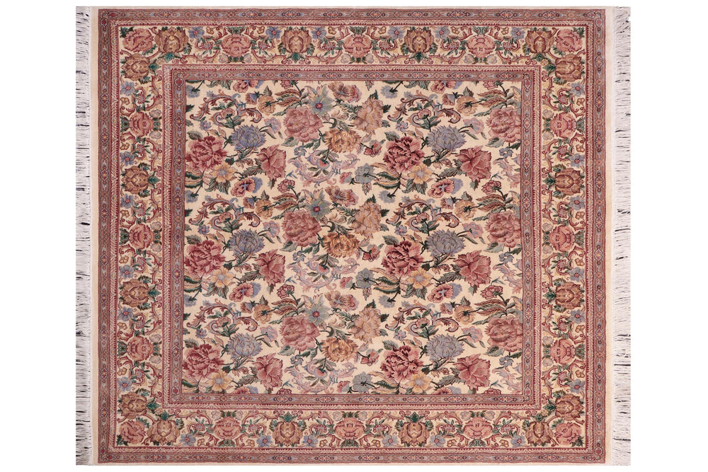 handmade Transitional Nayagra Ivory Ivory Hand Knotted SQUARE 100% WOOL area rug 6x6