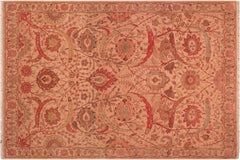 handmade Traditional Tan Red Hand Knotted RECTANGLE 100% WOOL area rug 7' x 10'
