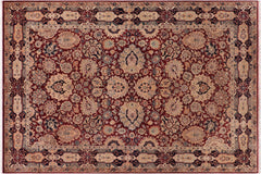 handmade Traditional Lahore Aubergine Blue Hand Knotted RECTANGLE 100% WOOL area rug 6x9