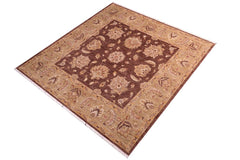 handmade Traditional Kafkaz Brown Lt. Green Hand Knotted SQUARE 100% WOOL area rug 6 x 6