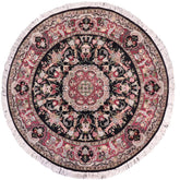 handmade Traditional Anarlaki Black Pink Hand Knotted ROUND 100% WOOL area rug 6'x6'
