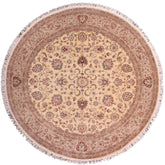 handmade Traditional Kashan Beige Tan Hand Knotted ROUND 100% WOOL area rug 10'x10'