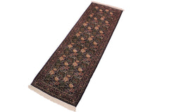 handmade Traditional Nagi Black Gold Hand Knotted RUNNER 100% WOOL area rug 3' x 8'