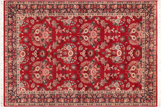 handmade Transitional Gulzar Red Blue Hand Knotted RECTANGLE 100% WOOL area rug 6x9