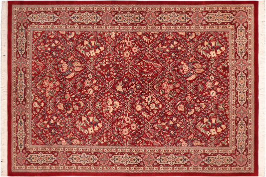 handmade Transitional Tabriz Red Tan Hand Knotted RECTANGLE 100% WOOL area rug 6x9