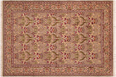 handmade Transitional Hamjolie Green Pink Hand Knotted RECTANGLE 100% WOOL area rug 6x10