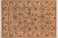 handmade Transitional Chambali Green Beige Hand Knotted RECTANGLE 100% WOOL area rug 6x9