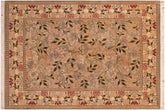 handmade Transitional Chambali Green Beige Hand Knotted RECTANGLE 100% WOOL area rug 6x9