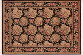 handmade Transitional Basarabian Black Pink Hand Knotted RECTANGLE 100% WOOL area rug 6' x 9'