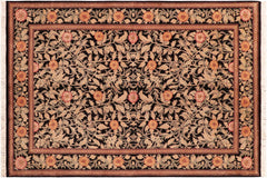 handmade Transitional Jasmain Black Gold Hand Knotted RECTANGLE 100% WOOL area rug 6x9
