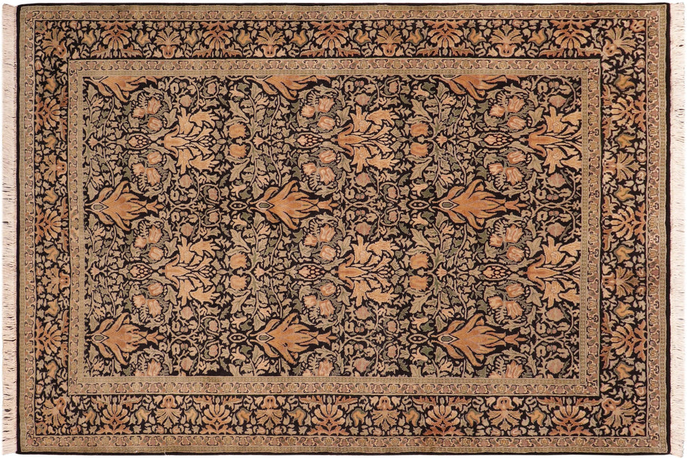 handmade Transitional Snakehead Black Green Hand Knotted RECTANGLE 100% WOOL area rug 6x8