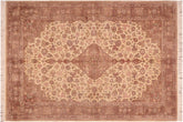 handmade Traditional Kashan Beige Brown Hand Knotted RECTANGLE 100% WOOL area rug 6x9