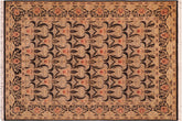 handmade Transitional Tulip Black Red Hand Knotted RECTANGLE 100% WOOL area rug 6x9
