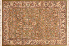 handmade Traditional Design Green Beige Hand Knotted RECTANGLE 100% WOOL area rug 6x9
