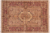 handmade Traditional Abusson Taupe Pink Hand Knotted RECTANGLE 100% WOOL area rug 6x9