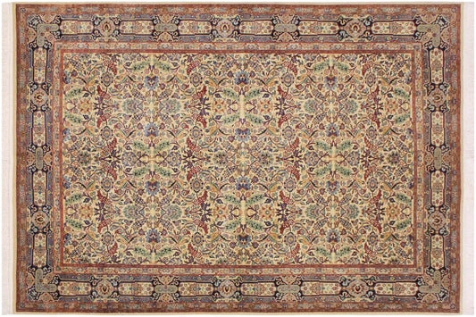 handmade Transitional Farooq Beige Blue Hand Knotted RECTANGLE 100% WOOL area rug 6x9