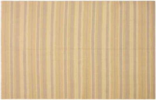 handmade Modern Kilim Bluish Gray Tan Hand-Woven RECTANGLE 100% WOOL area rug 5x8