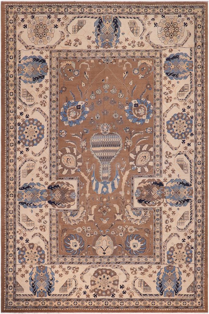 handmade Traditional Kafkaz Brown Ivory Hand Knotted RECTANGLE 100% WOOL area rug 11 x 15