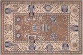 handmade Traditional Kafkaz Brown Ivory Hand Knotted RECTANGLE 100% WOOL area rug 11x15