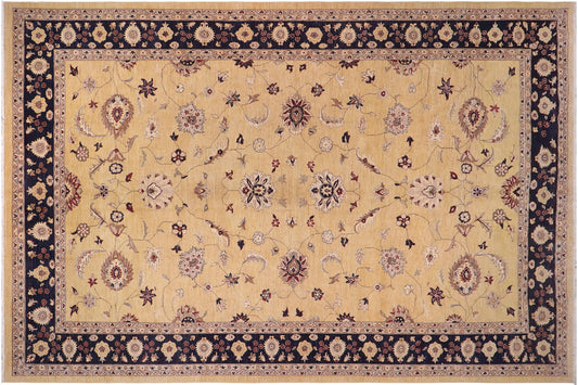 handmade Traditional Kafkaz Gold Blue Hand Knotted RECTANGLE 100% WOOL area rug 12x17