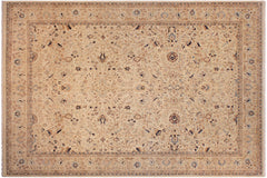 handmade Transitional Tabriz Taupe Blue Hand Knotted RECTANGLE 100% WOOL area rug 9x12