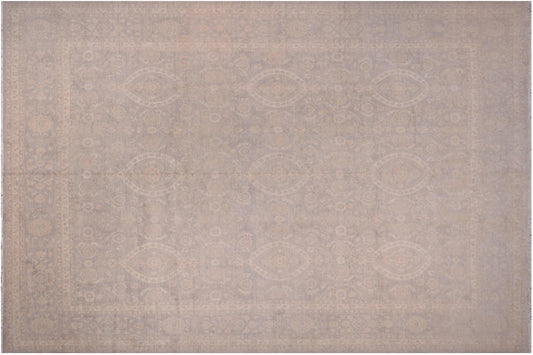 handmade Transitional Kafkaz Brown Gray Hand Knotted RECTANGLE 100% WOOL area rug 12' x 15'