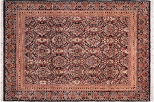 handmade Transitional Paracha Black Gold Hand Knotted RECTANGLE 100% WOOL area rug 8x10