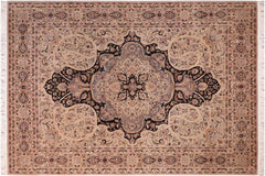 handmade Traditional Chugtai Black Gray Hand Knotted RECTANGLE 100% WOOL area rug 8x10