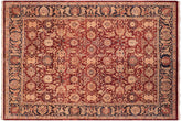 handmade Transitional Agra Drk. Red Blue Hand Knotted RECTANGLE 100% WOOL area rug 8x10