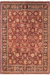 Traditional Agra Sindy Drk. Red Blue Hand Knotted Area rugs 8 x 10