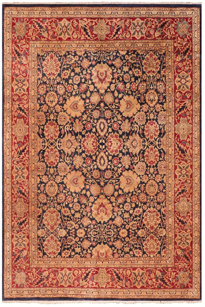 Traditional Mahal Santana Lt. Green Lt. Gray Hand Knotted Area rugs 8 x 10