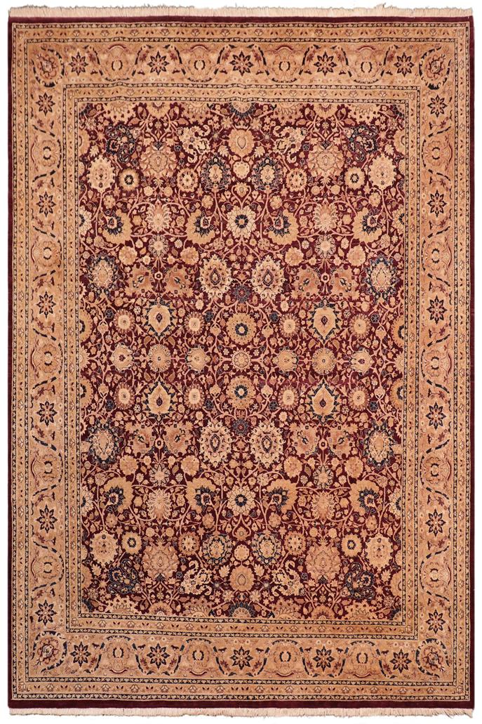 Traditional Tabriz Kellee Aubergine Lt. Brown Hand Knotted Area rugs 8 x 10