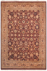 Traditional Tabriz Kellee Aubergine Lt. Brown Hand Knotted Area rugs 8 x 10