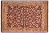 handmade Transitional Tabriz Aubergine Lt. Brown Hand Knotted RECTANGLE 100% WOOL area rug 8x10