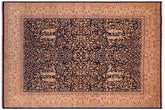 handmade Transitional Kirman Blue Gold Hand Knotted RECTANGLE 100% WOOL area rug 8x10