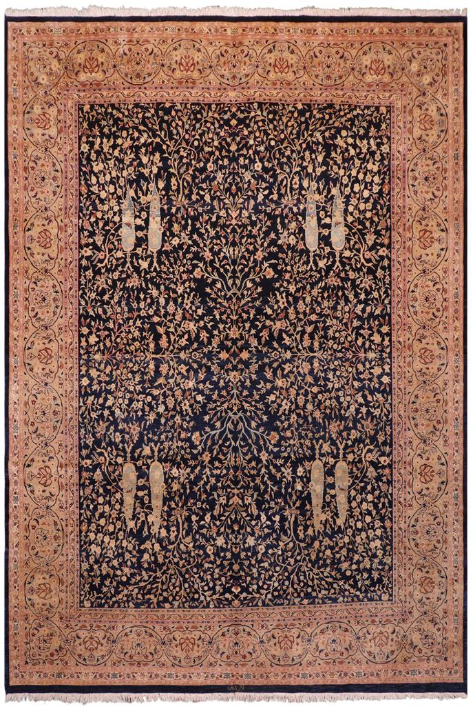 Traditional Kashan Inger Drk. Blue Dark Gold Hand Knotted Area rugs 8 x 10