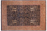 handmade Transitional Kashan Drk. Blue Dark Gold Hand Knotted RECTANGLE 100% WOOL area rug 8x10