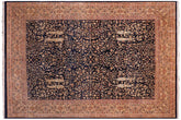 handmade Transitional Kashan Drk. Blue Dark Gold Hand Knotted RECTANGLE 100% WOOL area rug 8 x 10
